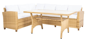 Safavieh Jovita 3Pc Corner Set Natural/White Cushion PAT7707D-3BX