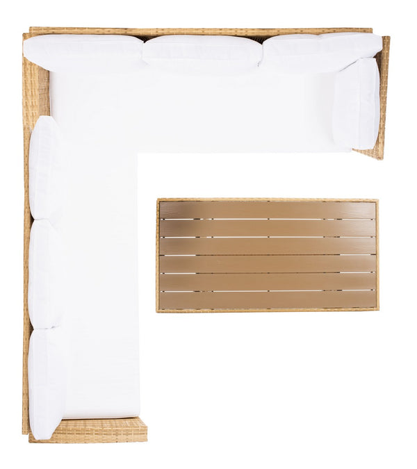 Safavieh Jovita 3Pc Corner Set Natural/White Cushion PAT7707D-3BX