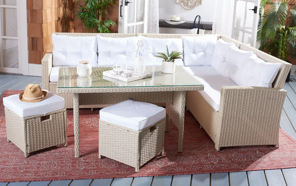 Safavieh Miki Living Set Beige/White Cushion PAT7708B-4BX