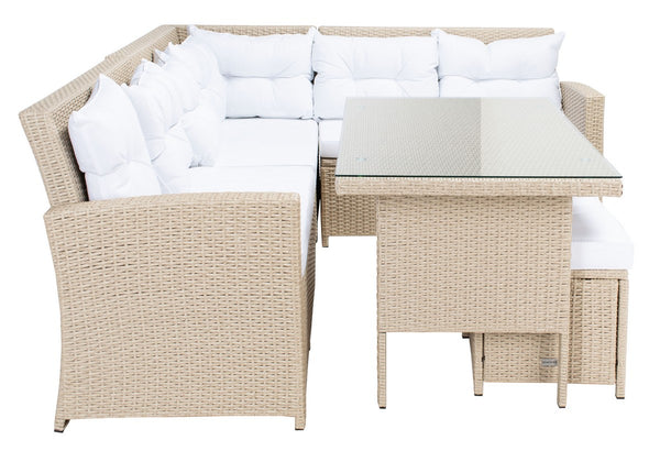 Safavieh Miki Living Set Beige/White Cushion PAT7708B-4BX