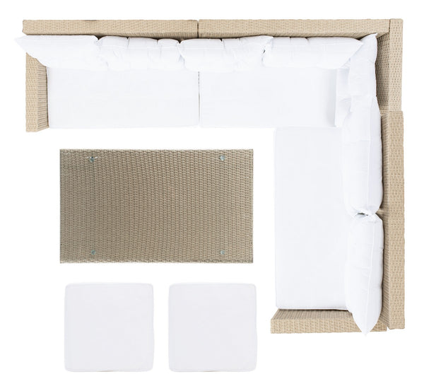 Safavieh Miki Living Set Beige/White Cushion PAT7708B-4BX