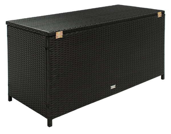 Safavieh OLIVEIRA Cushion Box - Stylish Weather-Resistant Storage Solution for Outdoor Cushions and Accessories Black / White PAT7709A