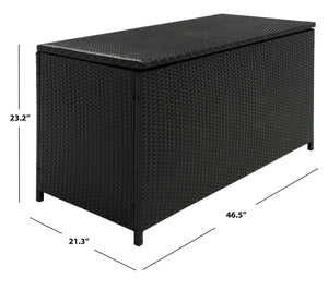 Safavieh OLIVEIRA Cushion Box - Stylish Weather-Resistant Storage Solution for Outdoor Cushions and Accessories Black / White PAT7709A