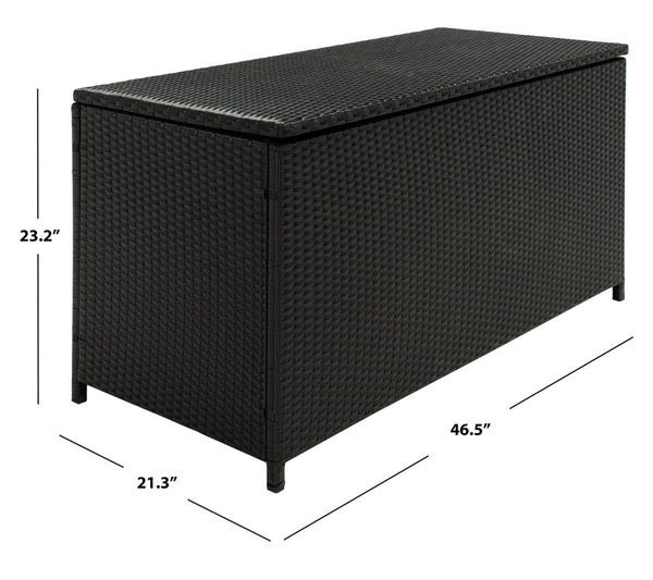 Safavieh OLIVEIRA Cushion Box - Stylish Weather-Resistant Storage Solution for Outdoor Cushions and Accessories Black / White PAT7709A