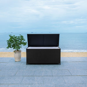 Safavieh OLIVEIRA Cushion Box - Stylish Weather-Resistant Storage Solution for Outdoor Cushions and Accessories Black / White PAT7709A