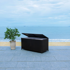 Safavieh OLIVEIRA Cushion Box - Stylish Weather-Resistant Storage Solution for Outdoor Cushions and Accessories Black / White PAT7709A