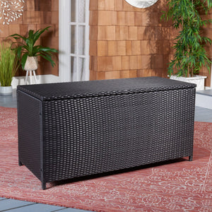 Safavieh OLIVEIRA Cushion Box - Stylish Weather-Resistant Storage Solution for Outdoor Cushions and Accessories Black / White PAT7709A