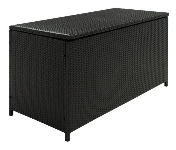 Safavieh OLIVEIRA Cushion Box - Stylish Weather-Resistant Storage Solution for Outdoor Cushions and Accessories Black / White PAT7709A