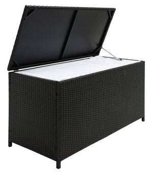 Safavieh OLIVEIRA Cushion Box - Stylish Weather-Resistant Storage Solution for Outdoor Cushions and Accessories Black / White PAT7709A