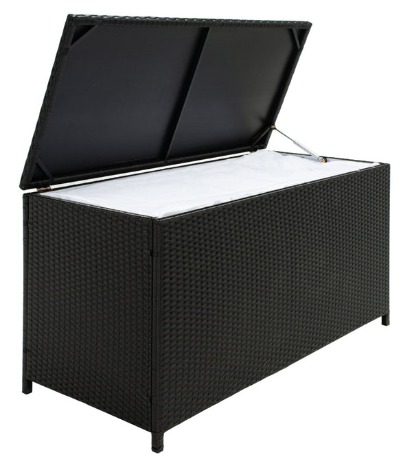Safavieh OLIVEIRA Cushion Box - Stylish Weather-Resistant Storage Solution for Outdoor Cushions and Accessories Black / White PAT7709A