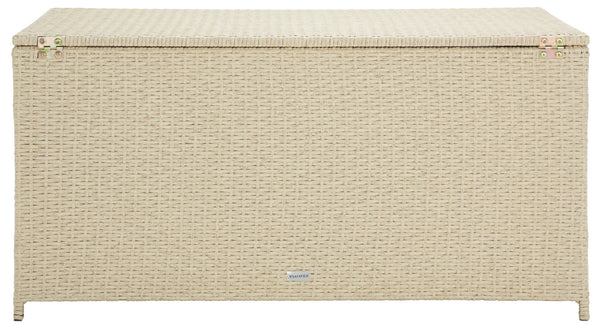 Safavieh OLIVEIRA Cushion Box - Stylish Weather-Resistant Storage Solution for Outdoor Cushions and Accessories Beige / White PAT7709B