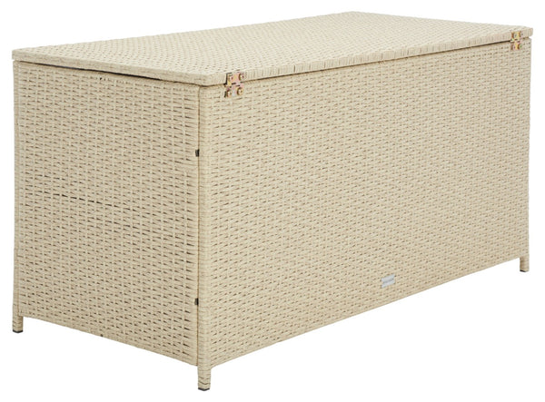 Safavieh OLIVEIRA Cushion Box - Stylish Weather-Resistant Storage Solution for Outdoor Cushions and Accessories Beige / White PAT7709B
