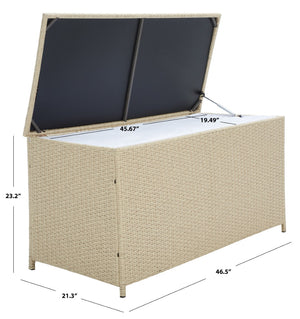Safavieh OLIVEIRA Cushion Box - Stylish Weather-Resistant Storage Solution for Outdoor Cushions and Accessories Beige / White PAT7709B