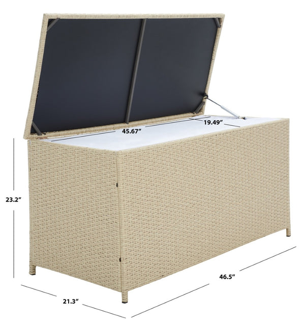 Safavieh OLIVEIRA Cushion Box - Stylish Weather-Resistant Storage Solution for Outdoor Cushions and Accessories Beige / White PAT7709B