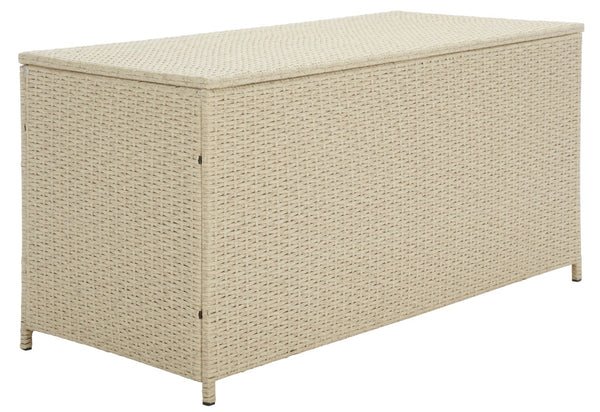 Safavieh OLIVEIRA Cushion Box - Stylish Weather-Resistant Storage Solution for Outdoor Cushions and Accessories Beige / White PAT7709B