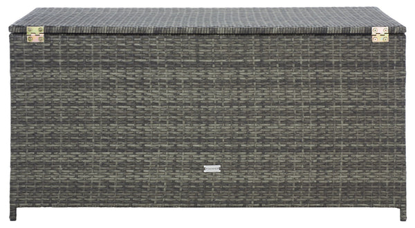 Safavieh OLIVEIRA Cushion Box - Stylish Weather-Resistant Storage Solution for Outdoor Cushions and Accessories Grey / White PAT7709C