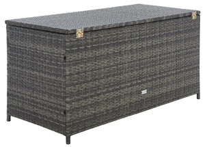 Safavieh OLIVEIRA Cushion Box - Stylish Weather-Resistant Storage Solution for Outdoor Cushions and Accessories Grey / White PAT7709C