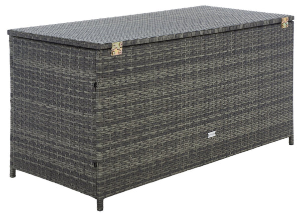 Safavieh OLIVEIRA Cushion Box - Stylish Weather-Resistant Storage Solution for Outdoor Cushions and Accessories Grey / White PAT7709C