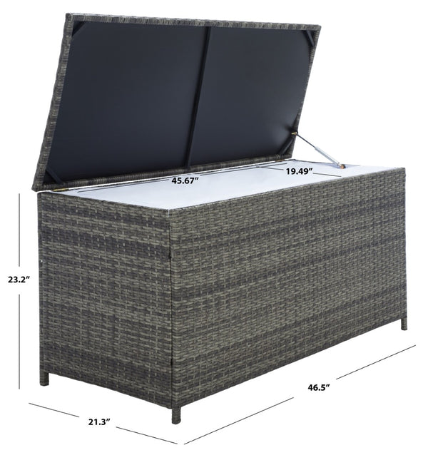 Safavieh OLIVEIRA Cushion Box - Stylish Weather-Resistant Storage Solution for Outdoor Cushions and Accessories Grey / White PAT7709C