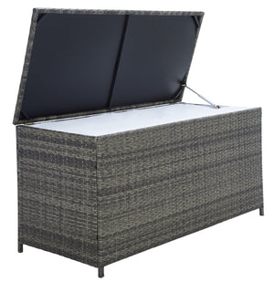 Safavieh OLIVEIRA Cushion Box - Stylish Weather-Resistant Storage Solution for Outdoor Cushions and Accessories Grey / White PAT7709C