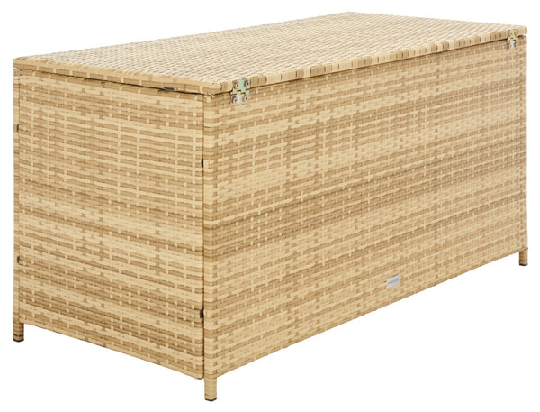 Safavieh OLIVEIRA Cushion Box - Stylish Weather-Resistant Storage Solution for Outdoor Cushions and Accessories Natural / White PAT7709D