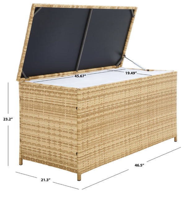 Safavieh OLIVEIRA Cushion Box - Stylish Weather-Resistant Storage Solution for Outdoor Cushions and Accessories Natural / White PAT7709D