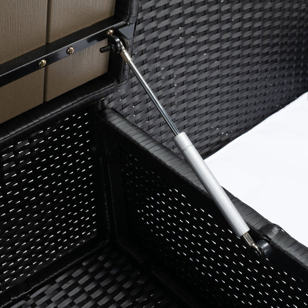 Safavieh VIORA Loveseat - Stylish Outdoor Seating with Plush Cushions and Integrated Storage for Comfort Black / White PAT7710A