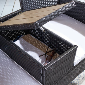 Safavieh VIORA Loveseat - Stylish Outdoor Seating with Plush Cushions and Integrated Storage for Comfort Black / White PAT7710A