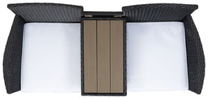 Safavieh VIORA Loveseat - Stylish Outdoor Seating with Plush Cushions and Integrated Storage for Comfort Black / White PAT7710A