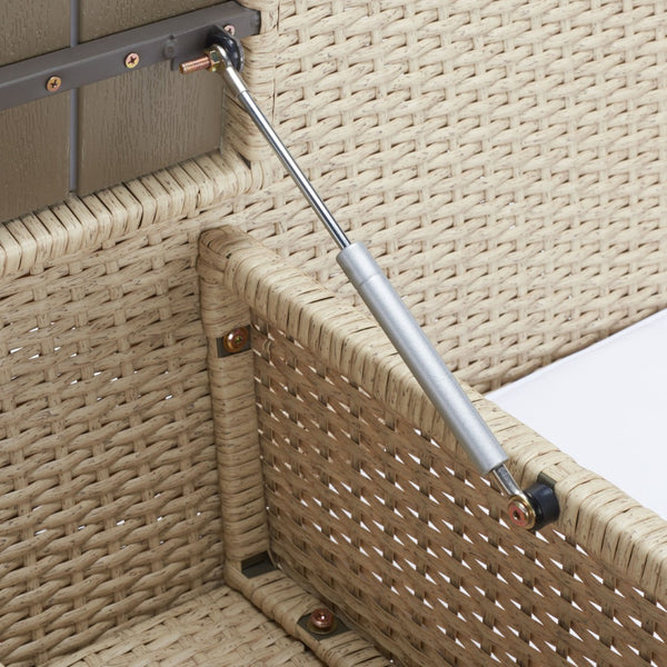 Safavieh VIORA Loveseat - Stylish Outdoor Seating with Plush Cushions and Integrated Storage for Comfort Beige / White PAT7710B