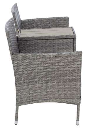 Safavieh VIORA Loveseat - Stylish Outdoor Seating with Plush Cushions and Integrated Storage for Comfort Grey / White PAT7710C