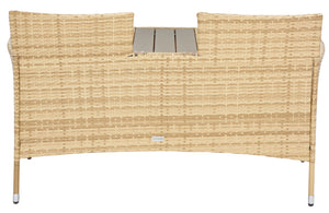 Safavieh VIORA Loveseat - Stylish Outdoor Seating with Plush Cushions and Integrated Storage for Comfort Natural / White PAT7710D