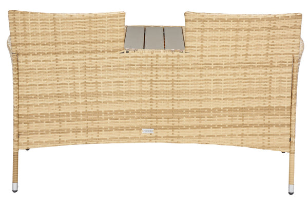 Safavieh VIORA Loveseat - Stylish Outdoor Seating with Plush Cushions and Integrated Storage for Comfort Natural / White PAT7710D