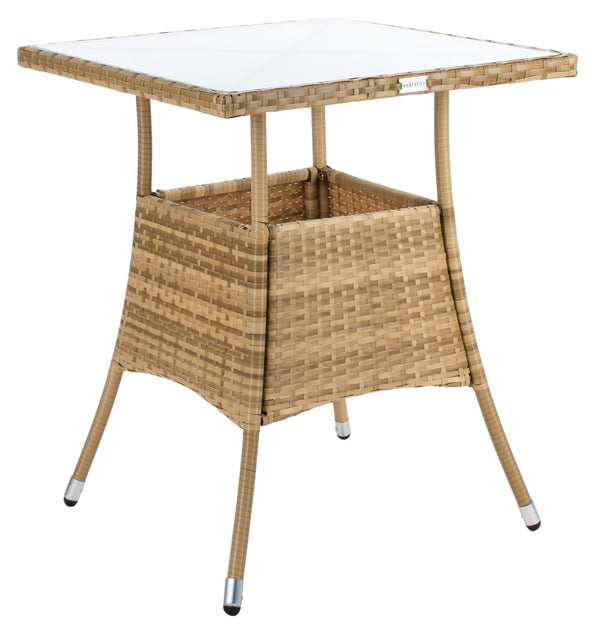 Safavieh LABAN Bistro Set - Elegant PE Rattan Chairs with Glass Table for Stylish Outdoor Dining & Relaxation Natural / White PAT7718D