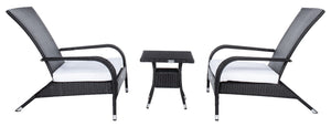 Safavieh EDNA 3-Piece Lounge Set – Elegant Outdoor Seating with Tropical Modern Design for Ultimate Comfort Black / White PAT7719A