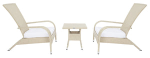 Safavieh EDNA 3-Piece Lounge Set – Elegant Outdoor Seating with Tropical Modern Design for Ultimate Comfort Beige / White PAT7719B