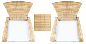 Safavieh EDNA 3-Piece Lounge Set – Elegant Outdoor Seating with Tropical Modern Design for Ultimate Comfort Natural / White PAT7719D