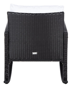Safavieh DAIRE Rocking Chair - Elegant Outdoor Seating with Plush Cushions for Relaxed Patio Living Black / White PAT7721A