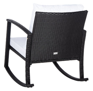 Safavieh DAIRE Rocking Chair - Elegant Outdoor Seating with Plush Cushions for Relaxed Patio Living Black / White PAT7721A