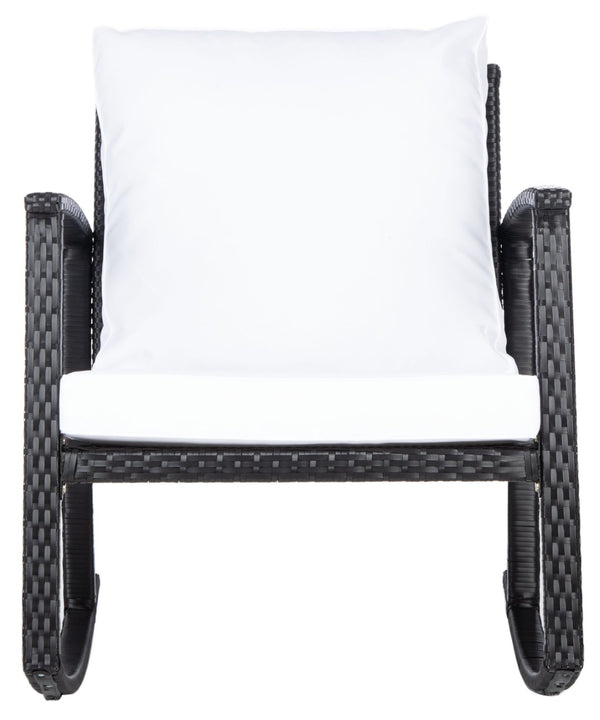 Safavieh DAIRE Rocking Chair - Elegant Outdoor Seating with Plush Cushions for Relaxed Patio Living Black / White PAT7721A
