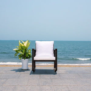 Safavieh DAIRE Rocking Chair - Elegant Outdoor Seating with Plush Cushions for Relaxed Patio Living Black / White PAT7721A