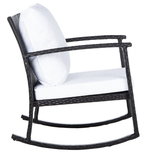 Safavieh DAIRE Rocking Chair - Elegant Outdoor Seating with Plush Cushions for Relaxed Patio Living Black / White PAT7721A