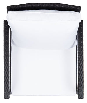 Safavieh DAIRE Rocking Chair - Elegant Outdoor Seating with Plush Cushions for Relaxed Patio Living Black / White PAT7721A