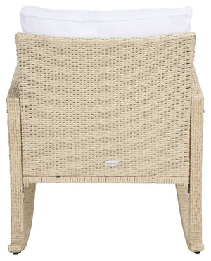 Safavieh DAIRE Rocking Chair - Elegant Outdoor Seating with Plush Cushions for Relaxed Patio Living Beige / White PAT7721B