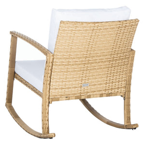 Safavieh DAIRE Rocking Chair - Elegant Outdoor Seating with Plush Cushions for Relaxed Patio Living Natural / White PAT7721D