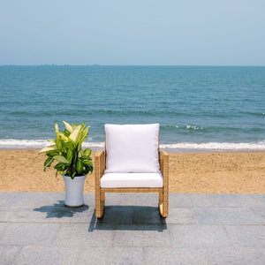 Safavieh DAIRE Rocking Chair - Elegant Outdoor Seating with Plush Cushions for Relaxed Patio Living Natural / White PAT7721D