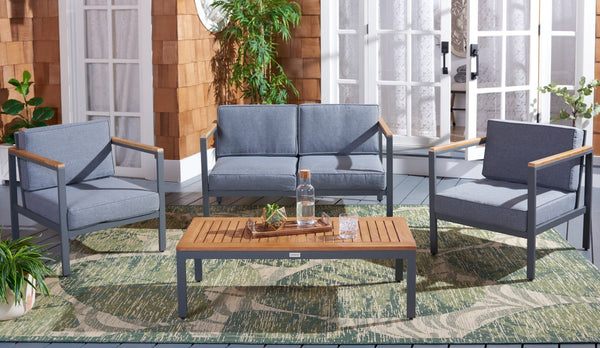 Safavieh Chicopee 4 Piece Living Set XII23 Natural/Grey Galvanized Steel PAT7725A-2BX