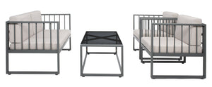 Safavieh HOLYOKE 4-Piece Outdoor Living Set - Stylish Metal Frame with Plush Cushions for Ultimate Comfort Grey / Light Grey PAT7726B