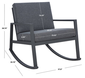 Safavieh CANTOR Rocking Chair - Modern Outdoor Seating with Comfortable Cushions for Patios and Porches Grey / Grey PAT7727A