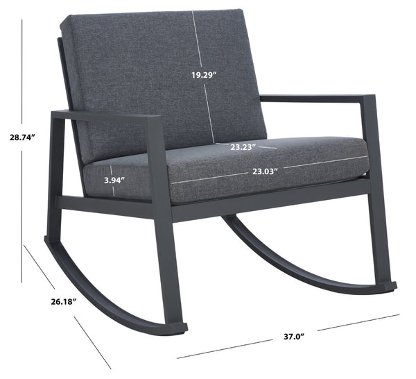 Safavieh CANTOR Rocking Chair - Modern Outdoor Seating with Comfortable Cushions for Patios and Porches Grey / Grey PAT7727A